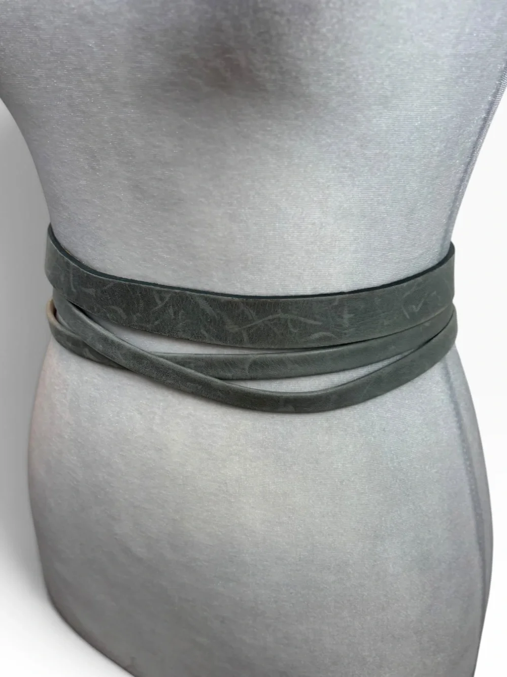 Ada Collection Grey Genuine Leather Wrap Belt One Size